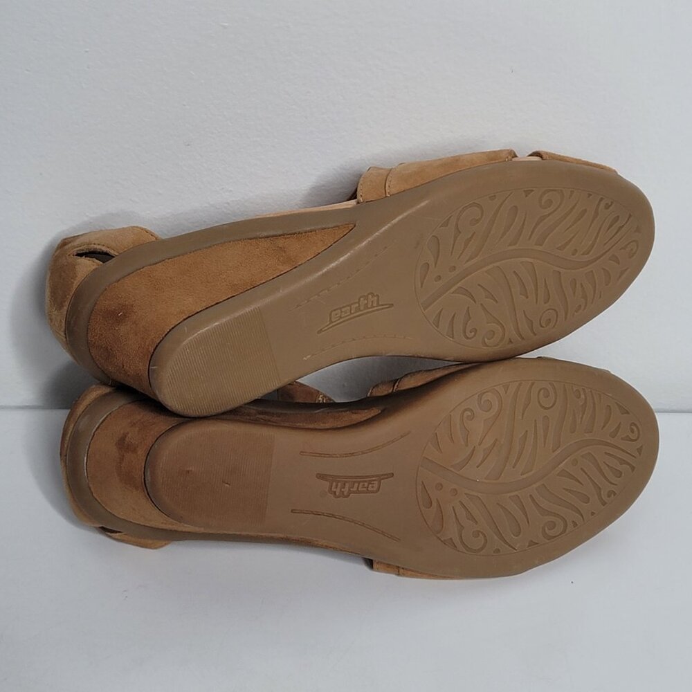 Earth‎ Womens Curvet Biscuit Wedge Leather Sandals Size 8.5 B Brown Suede - Picture 9 of 10